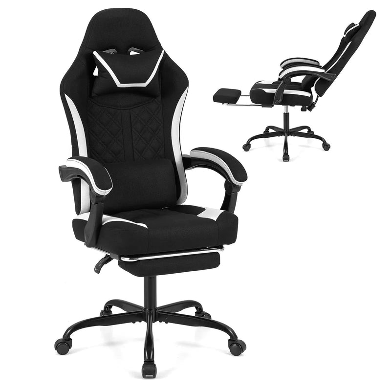 Gaming Chair Height Adjustable Computer Chair with Headrest Footrest & 360¬∞ Swivel Seat-Black by DirectDeals