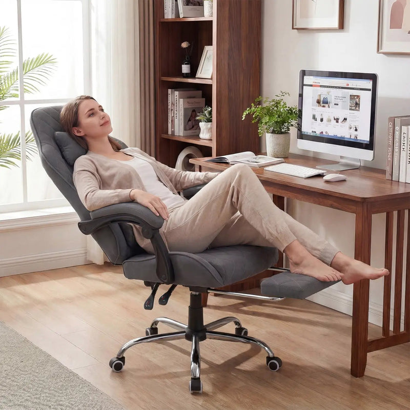 Gaming Chair Height Adjustable Computer Chair with Headrest and Lumbar Support-Gray by DirectDeals