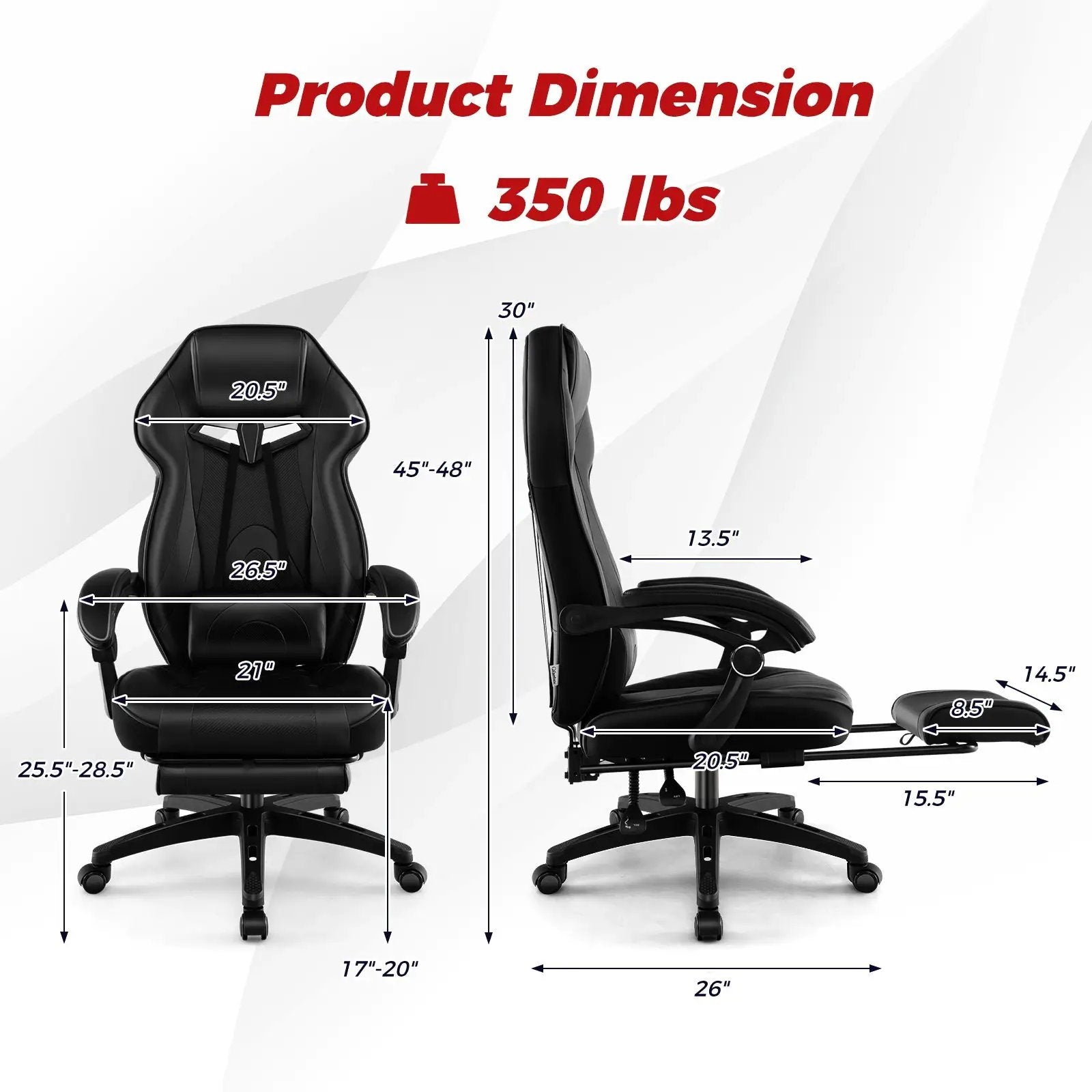 Gaming Chair Racing Style Swivel Chair with Footrest and Adjustable Lumbar Pillow by DirectDeals