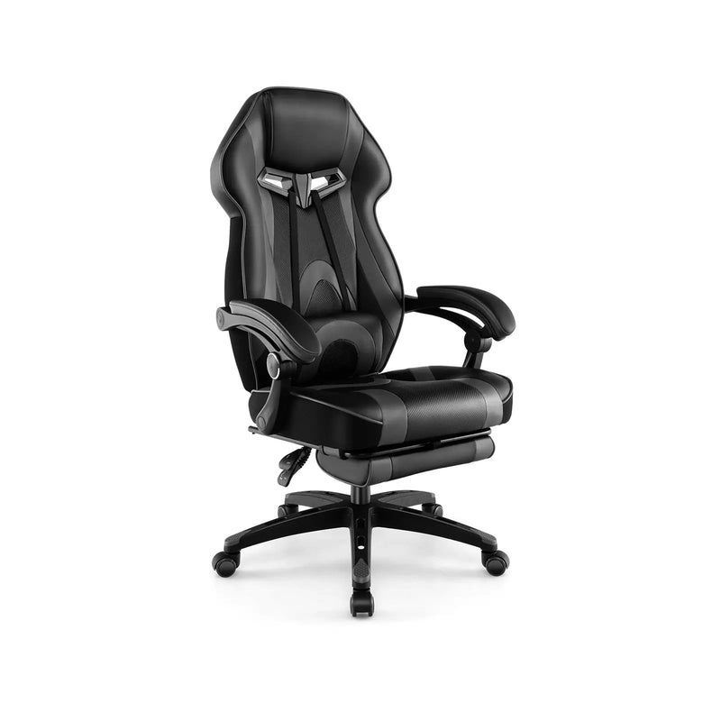 Gaming Chair Racing Style Swivel Chair with Footrest and Adjustable Lumbar Pillow by DirectDeals