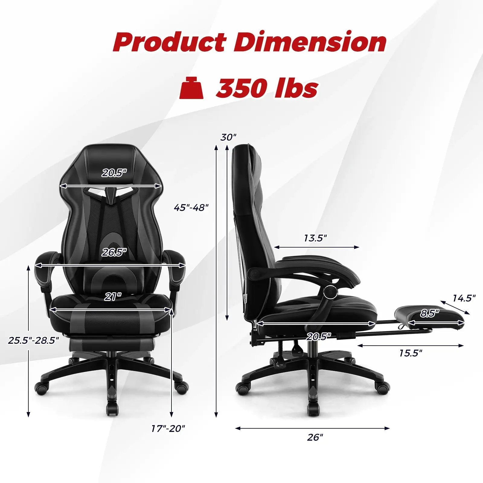 Gaming Chair Racing Style Swivel Chair with Footrest and Adjustable Lumbar Pillow by DirectDeals