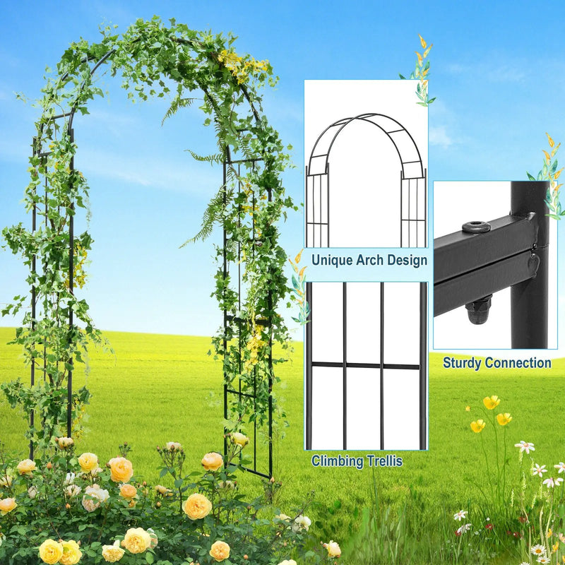 7.5 Feet Metal Garden Arch for Climbing Plants and Outdoor Garden Decor-Black by DirectDeals
