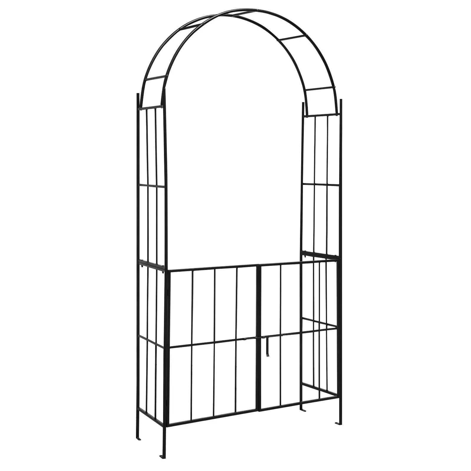 Garden Arch Arbor Trellis with Gate Patio Plant Stand Archway-Black by DirectDeals