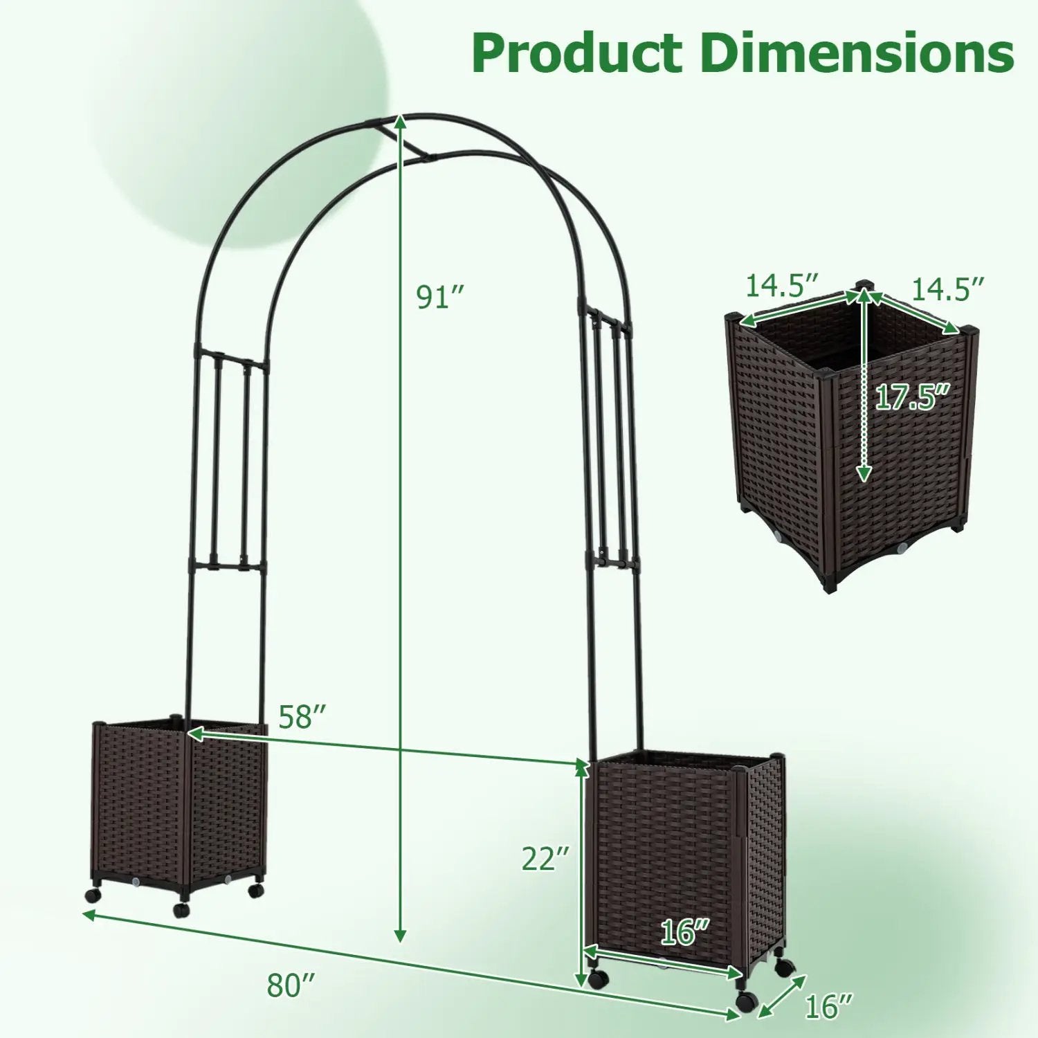 Garden Arch Trellis with 2 Self-watering Planter Boxes for Party Yard Lawn by DirectDeals