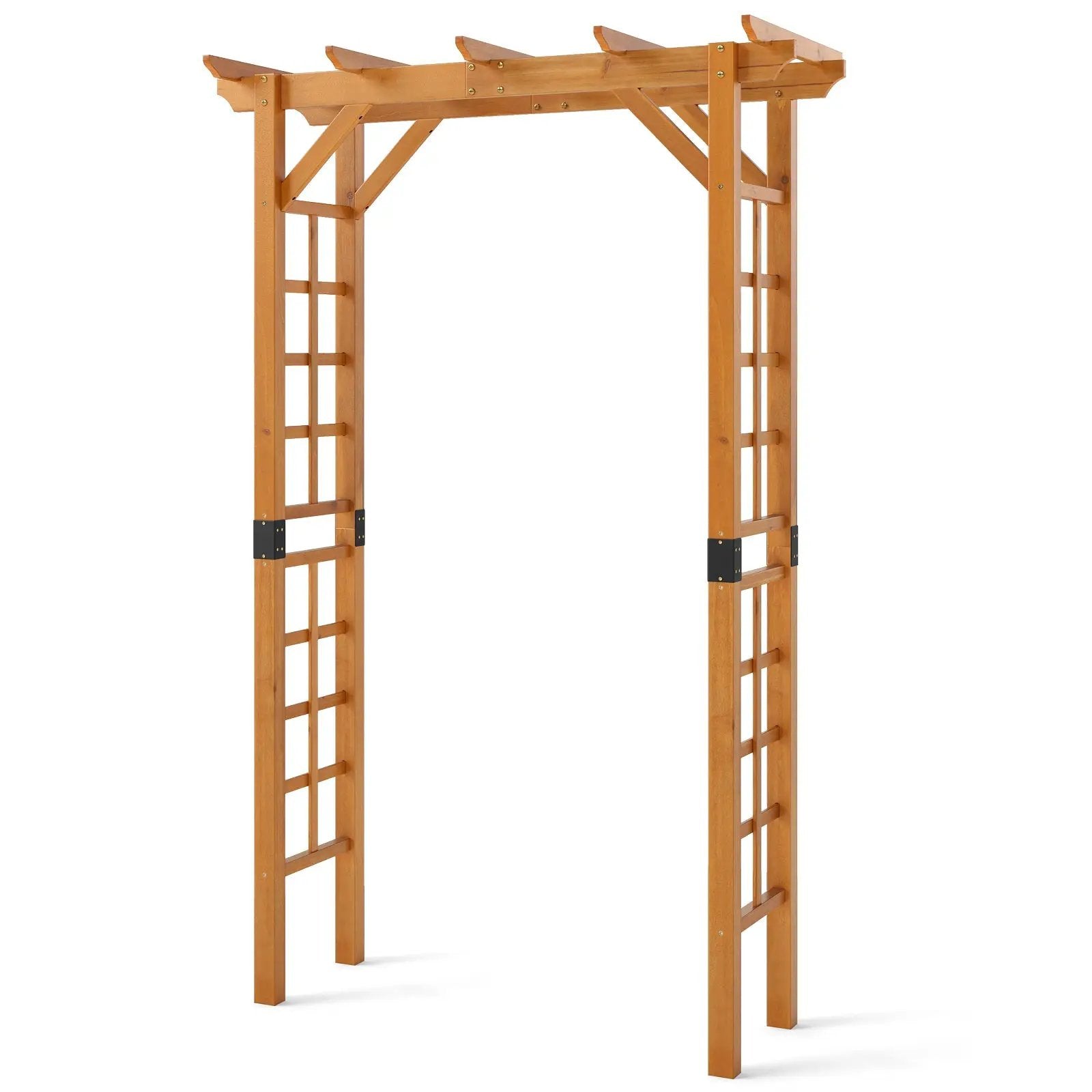 7/7.5 Feet Garden Arch Wooden Arbor Outdoor Wood Trellis for Climbing Plants by DirectDeals