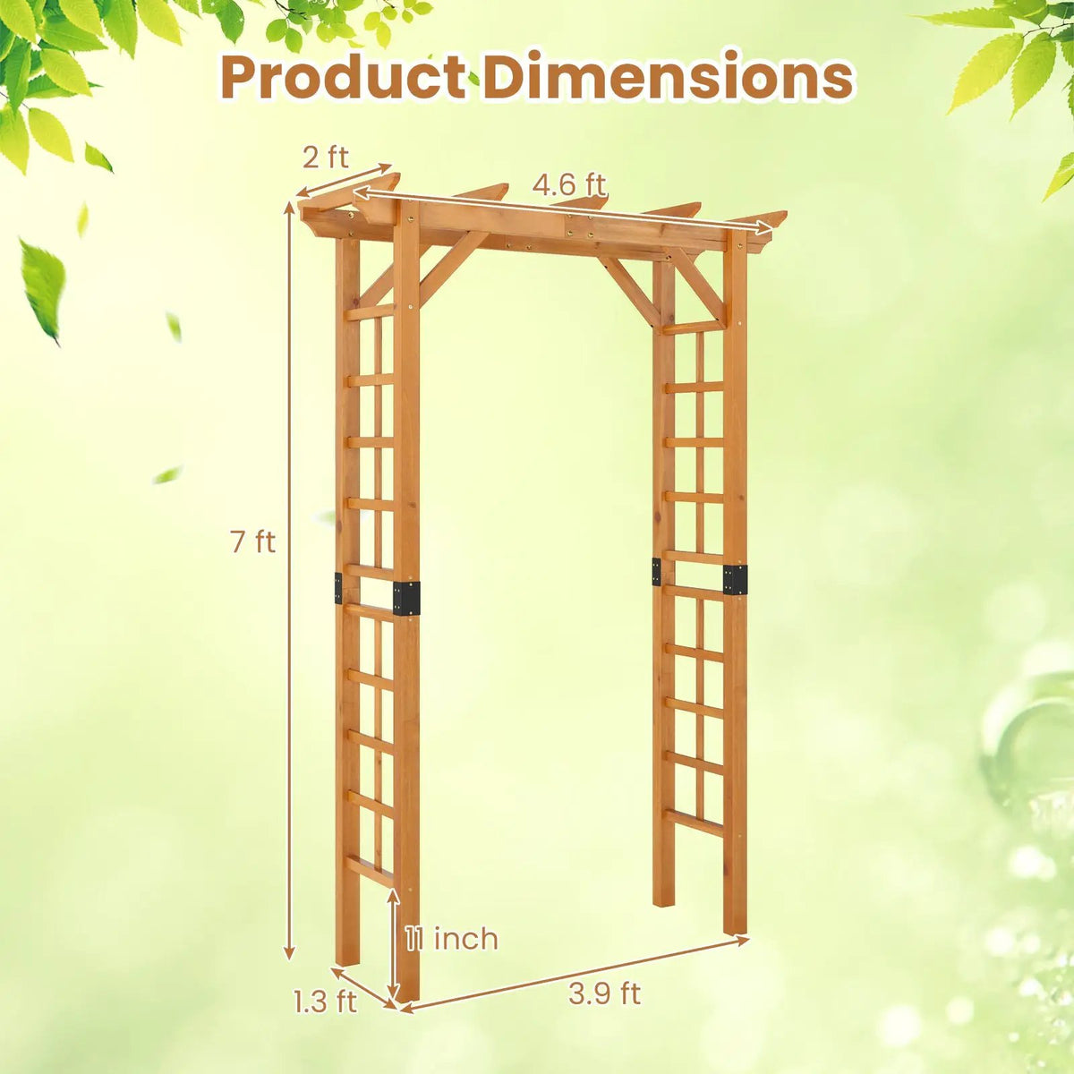 7/7.5 Feet Garden Arch Wooden Arbor Outdoor Wood Trellis for Climbing Plants by DirectDeals