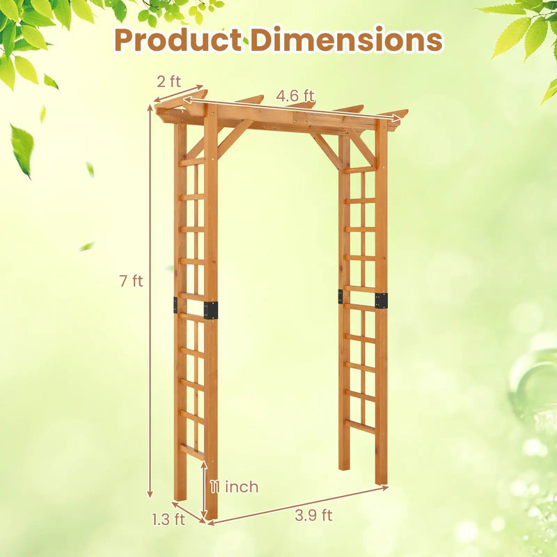 7/7.5 Feet Garden Arch Wooden Arbor Outdoor Wood Trellis for Climbing Plants by DirectDeals