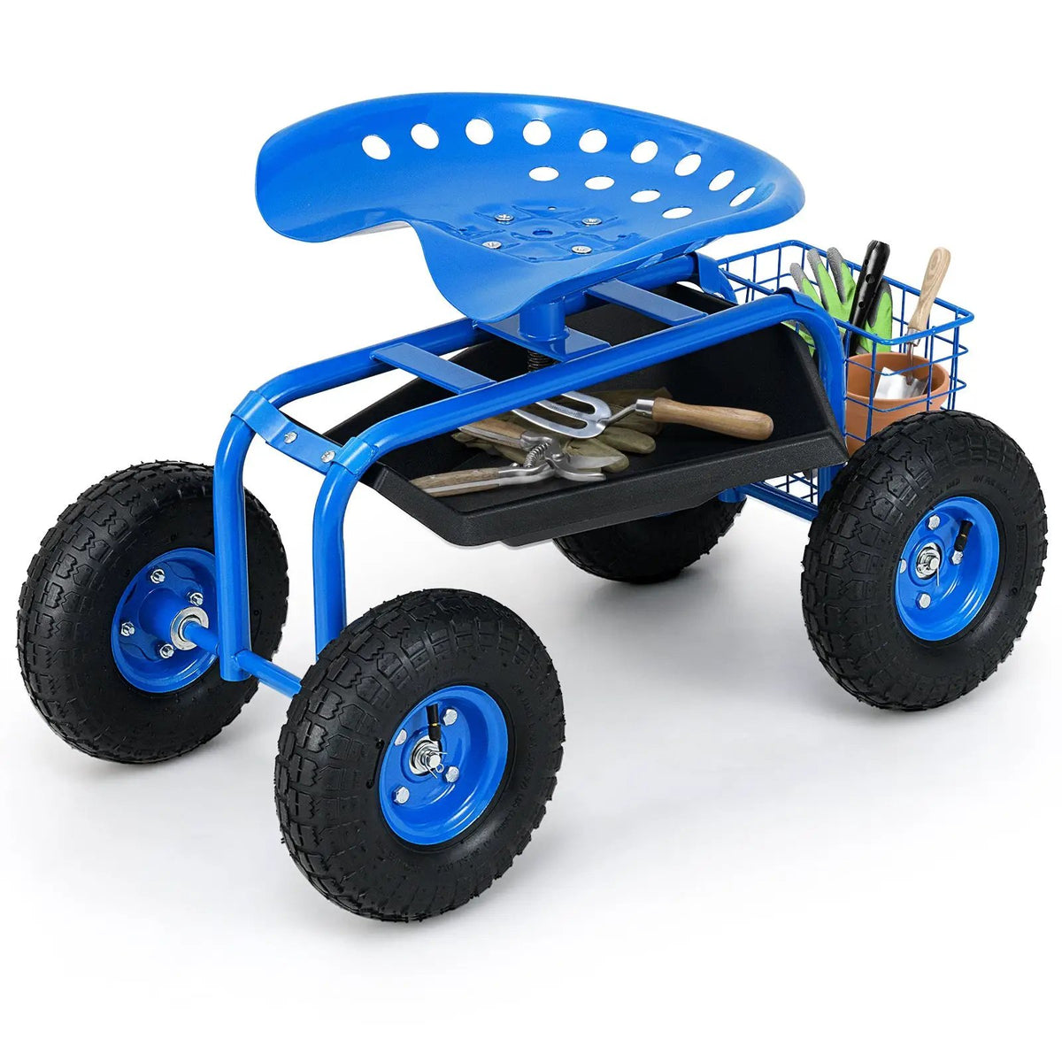 Red/Green Garden Cart Rolling Work Seat With Heavy Duty Tool Tray Gardening Planting by DirectDeals