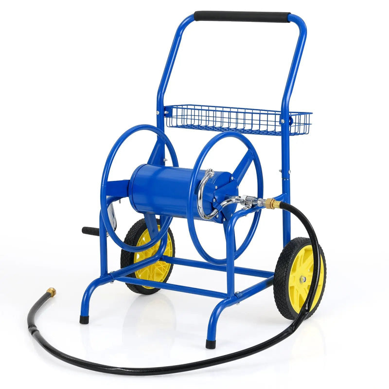 Garden Hose Reel Cart with 2 Wheels and Storage Basket by DirectDeals