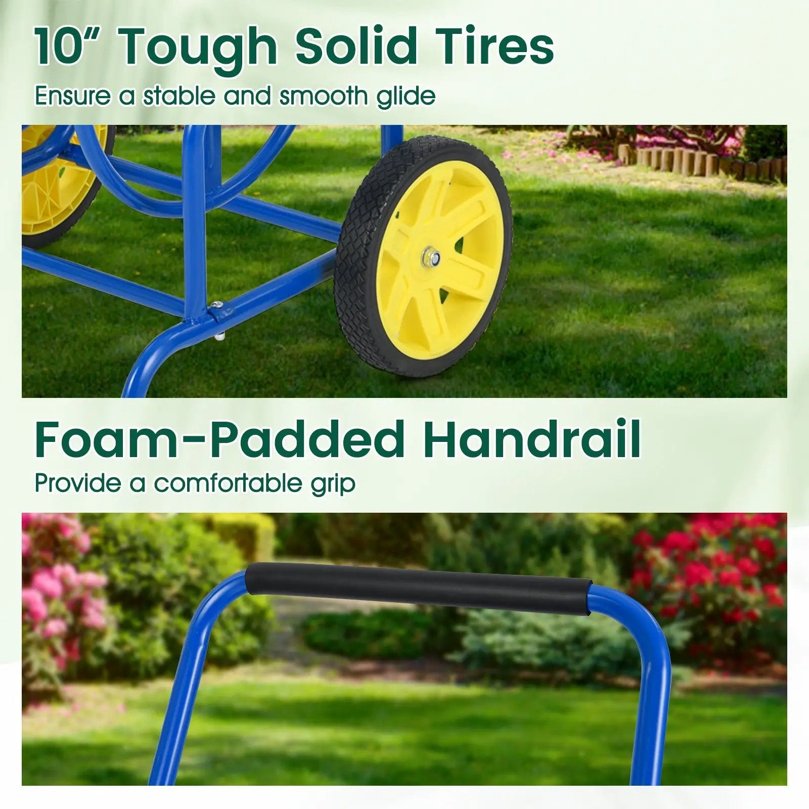 Garden Hose Reel Cart with 2 Wheels and Storage Basket by DirectDeals