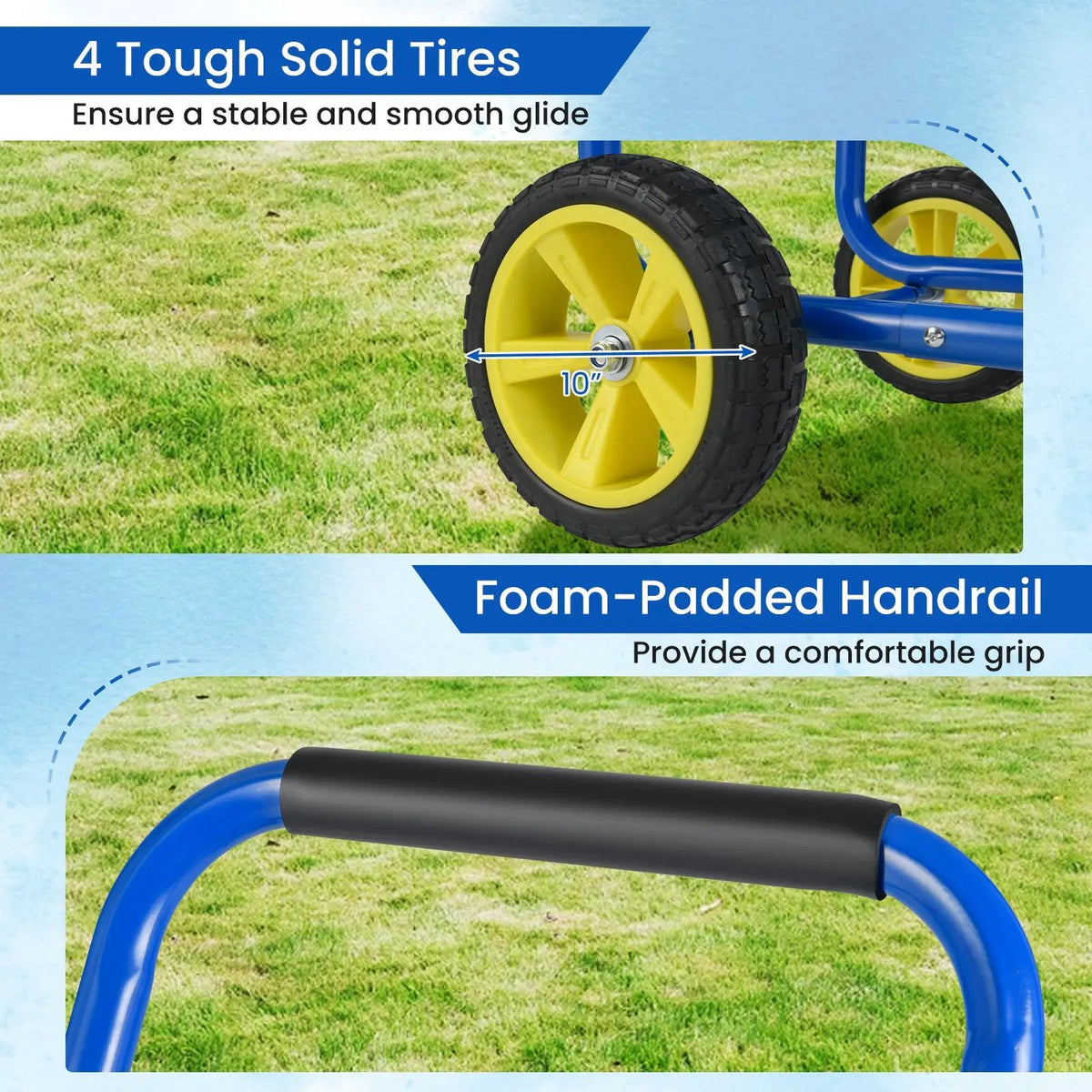 Garden Hose Reel Cart Metal Hose Cart with 4 Wheels and Storage Basket by DirectDeals