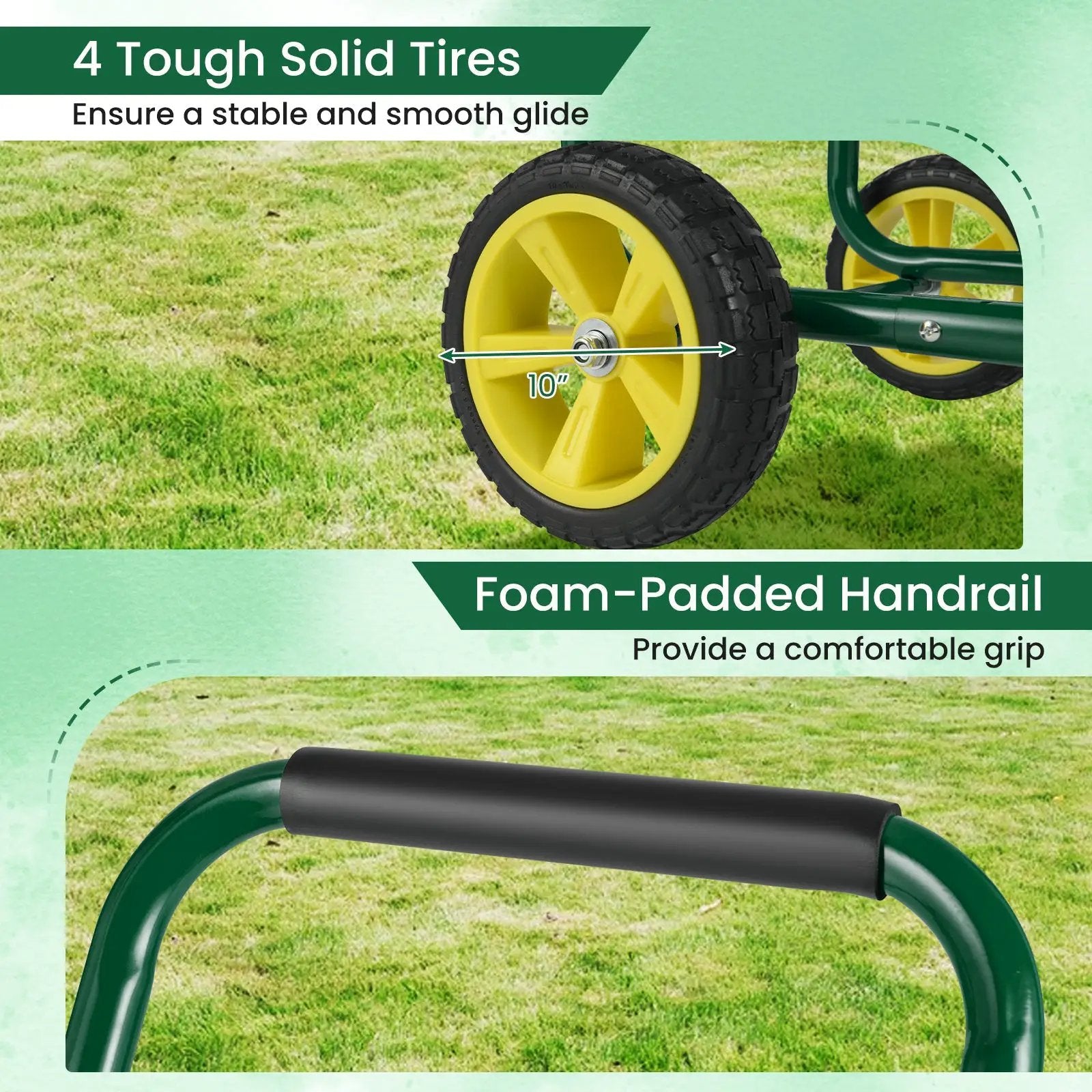 Garden Hose Reel Cart Metal Hose Cart with 4 Wheels and Storage Basket by DirectDeals