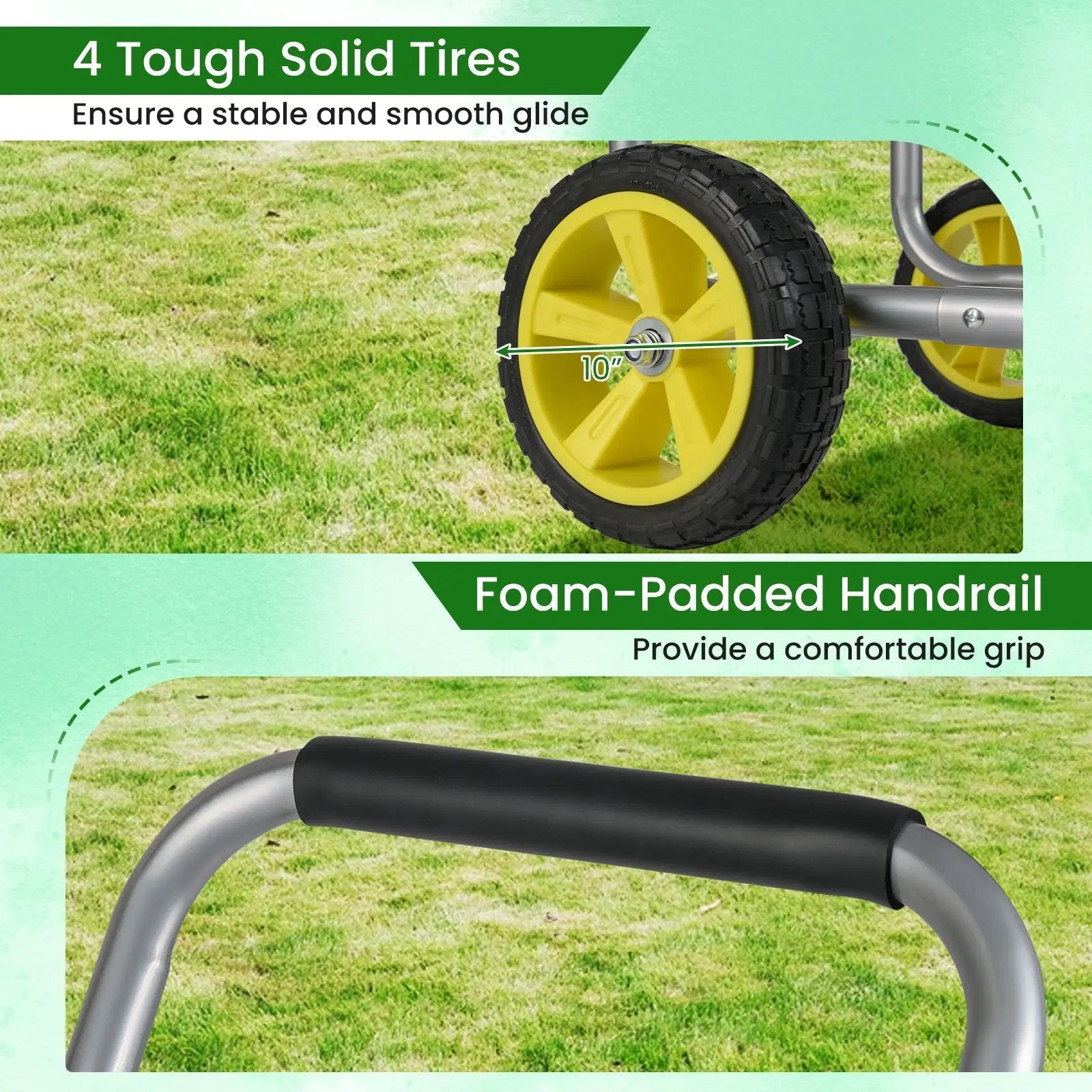 Garden Hose Reel Cart Metal Hose Cart with 4 Wheels and Storage Basket by DirectDeals