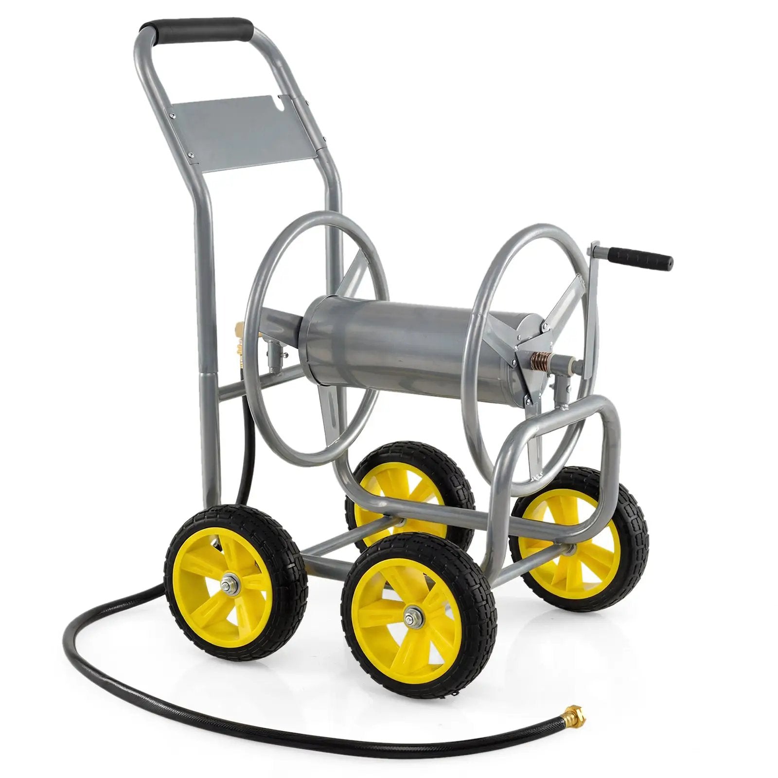 Garden Hose Reel Cart 4 Wheels Heavy-Duty Metal Water Hose Organizer Portable by DirectDeals