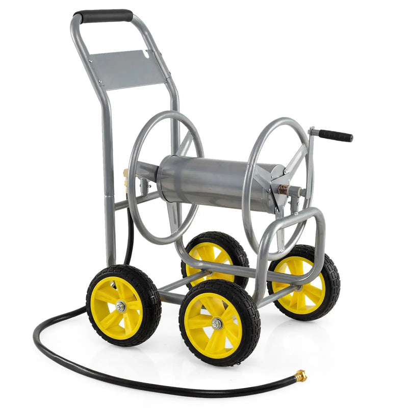 Garden Hose Reel Cart 4 Wheels Heavy-Duty Metal Water Hose Organizer Portable by DirectDeals