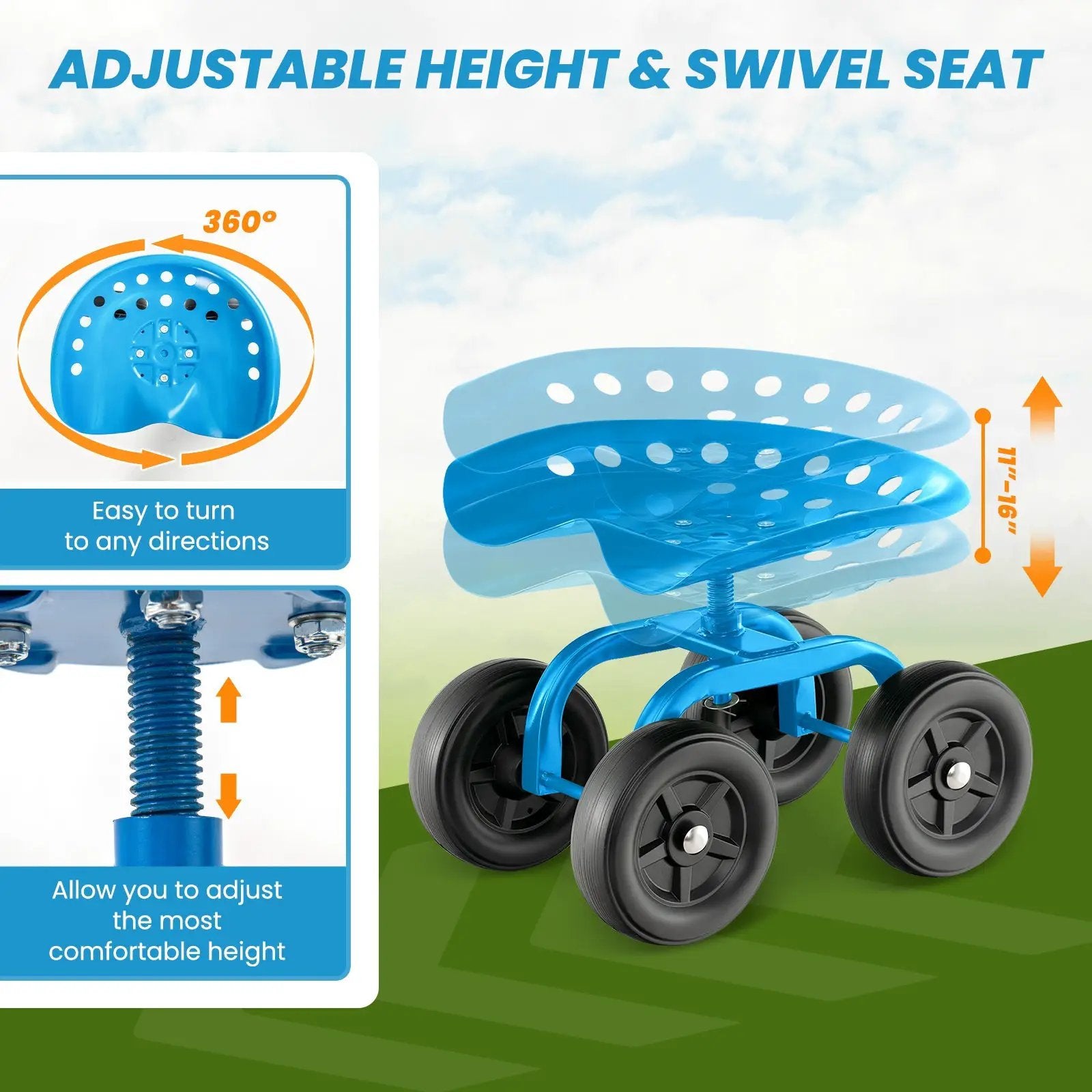 Garden Rolling Workseat with 360° by DirectDeals
