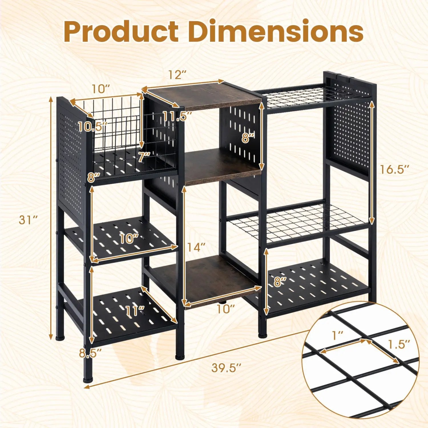 Garden Tool Organizer with Wooden Shelves for Garage and Shed by DirectDeals