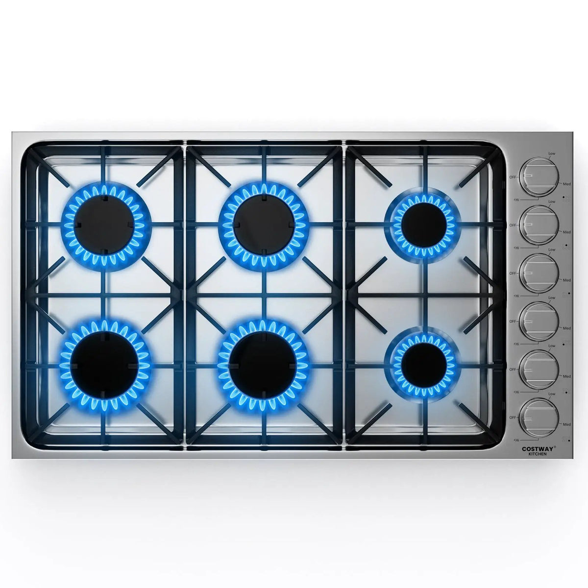 30/36 Inch Gas Cooktop with 4/6 Powerful Burners and ABS Knobs by DirectDeals
