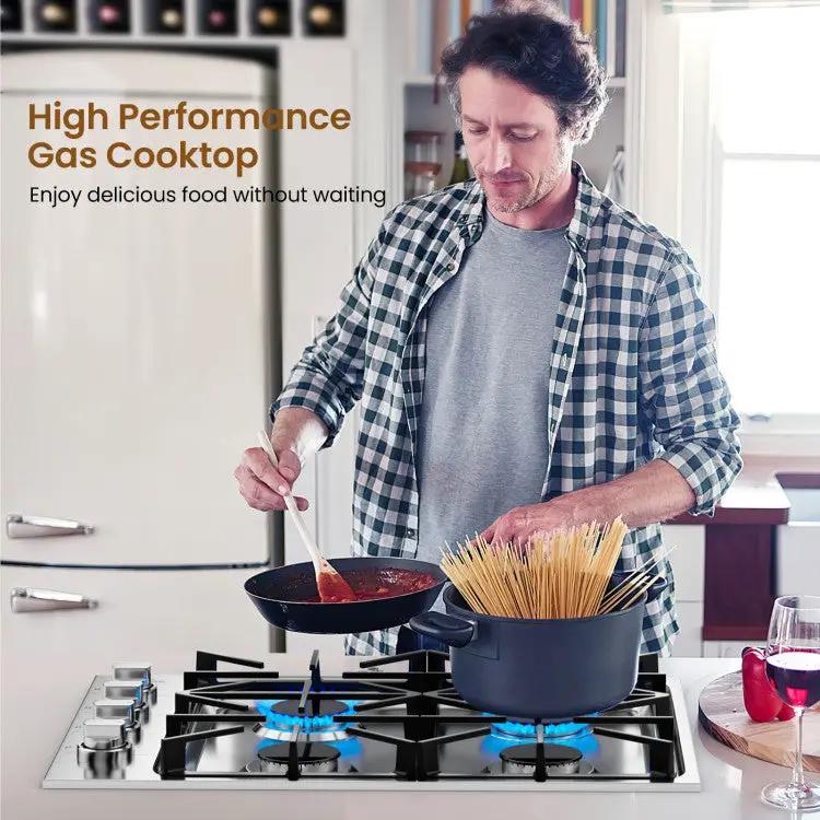 30/36 Inch Gas Cooktop with 4/6 Powerful Burners and ABS Knobs by DirectDeals