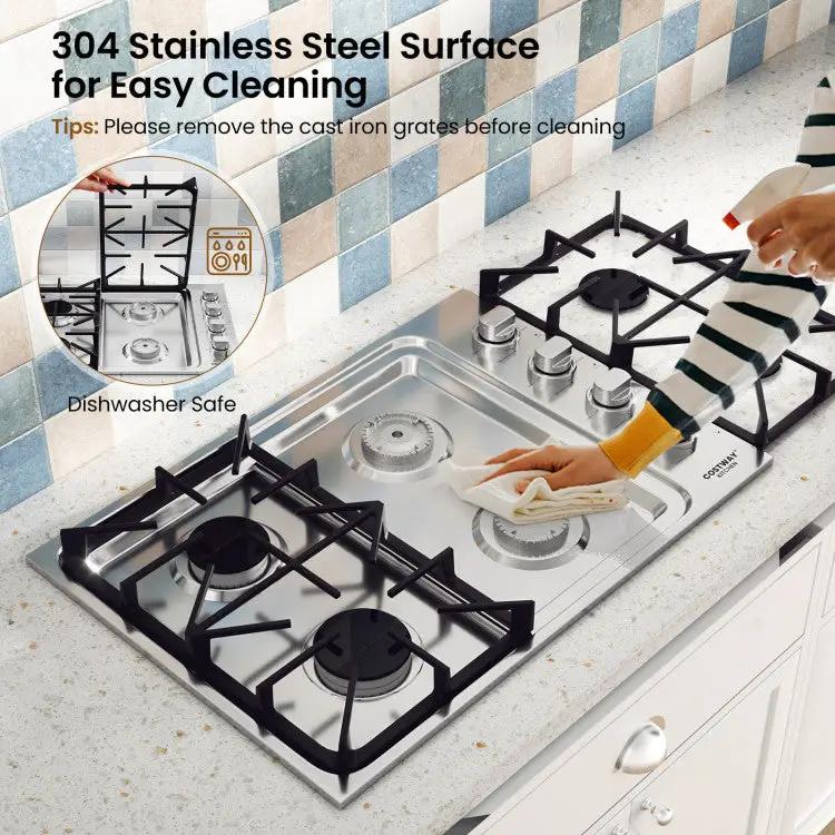 30/36 Inch Gas Cooktop with 4/6 Powerful Burners and ABS Knobs by DirectDeals