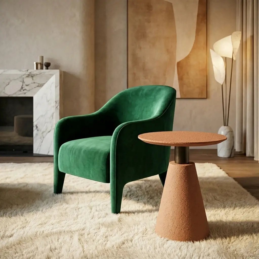 Microcement Textured Minimal Side Table Set by Gizz