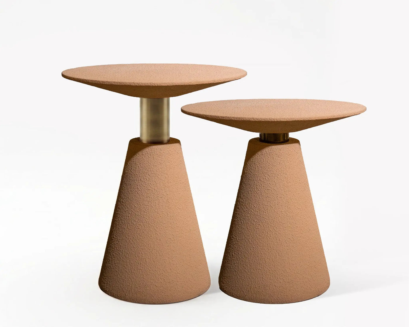 Microcement Textured Minimal Side Table Set by Gizz