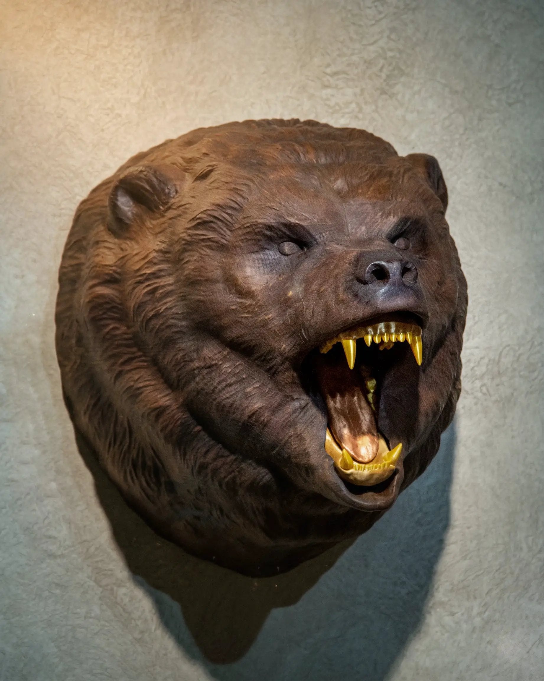 Hand-Carved Roaring Bear Head by Gizz