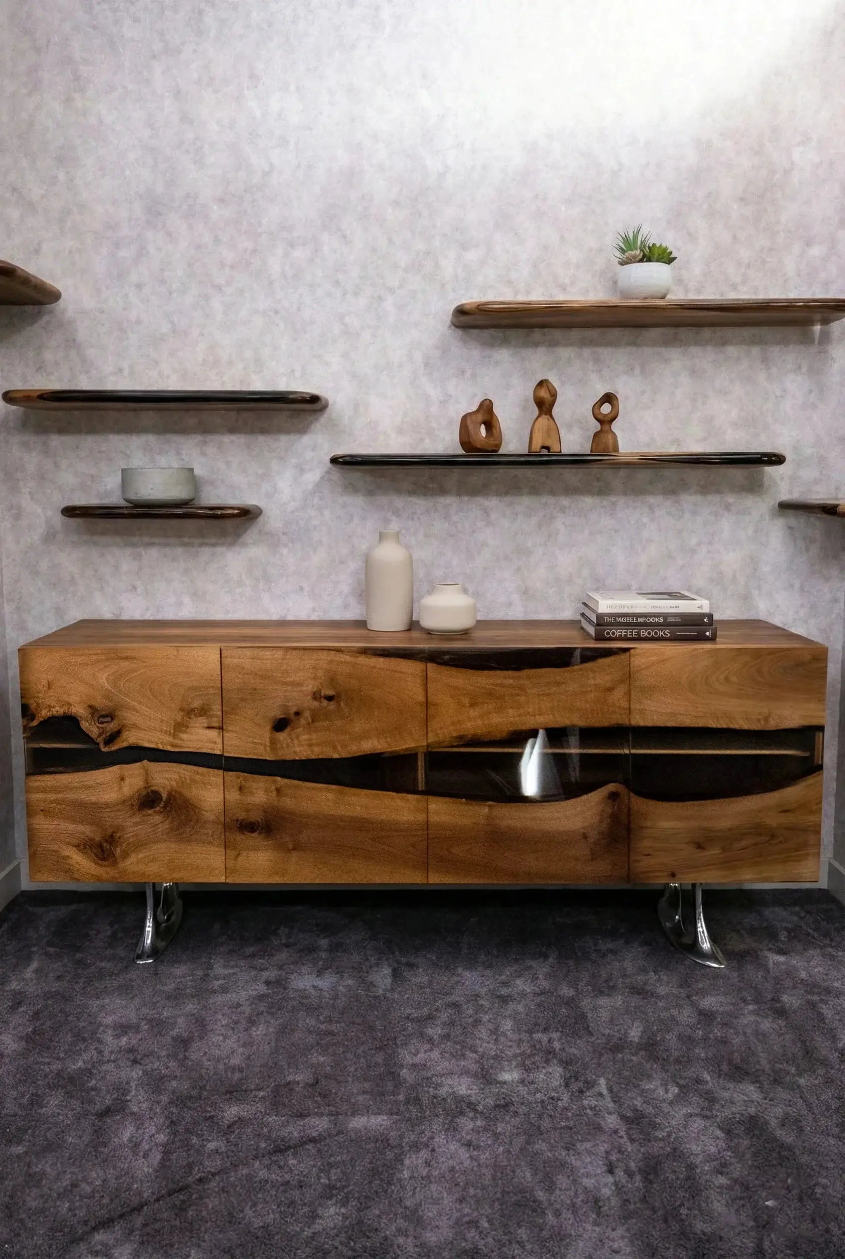 Luxury D-Shaped Walnut & Epoxy Executive Desk by Gizz