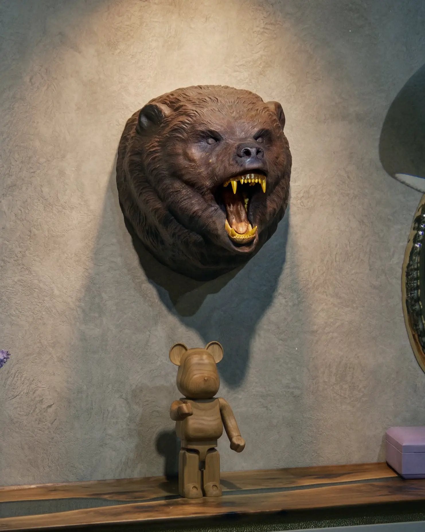Hand-Carved Roaring Bear Head by Gizz