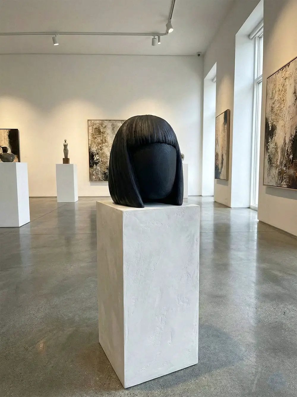 Wooden Women Head Sculpture by Gizz
