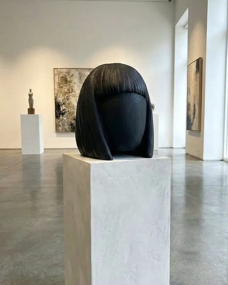 Wooden Women Head Sculpture by Gizz