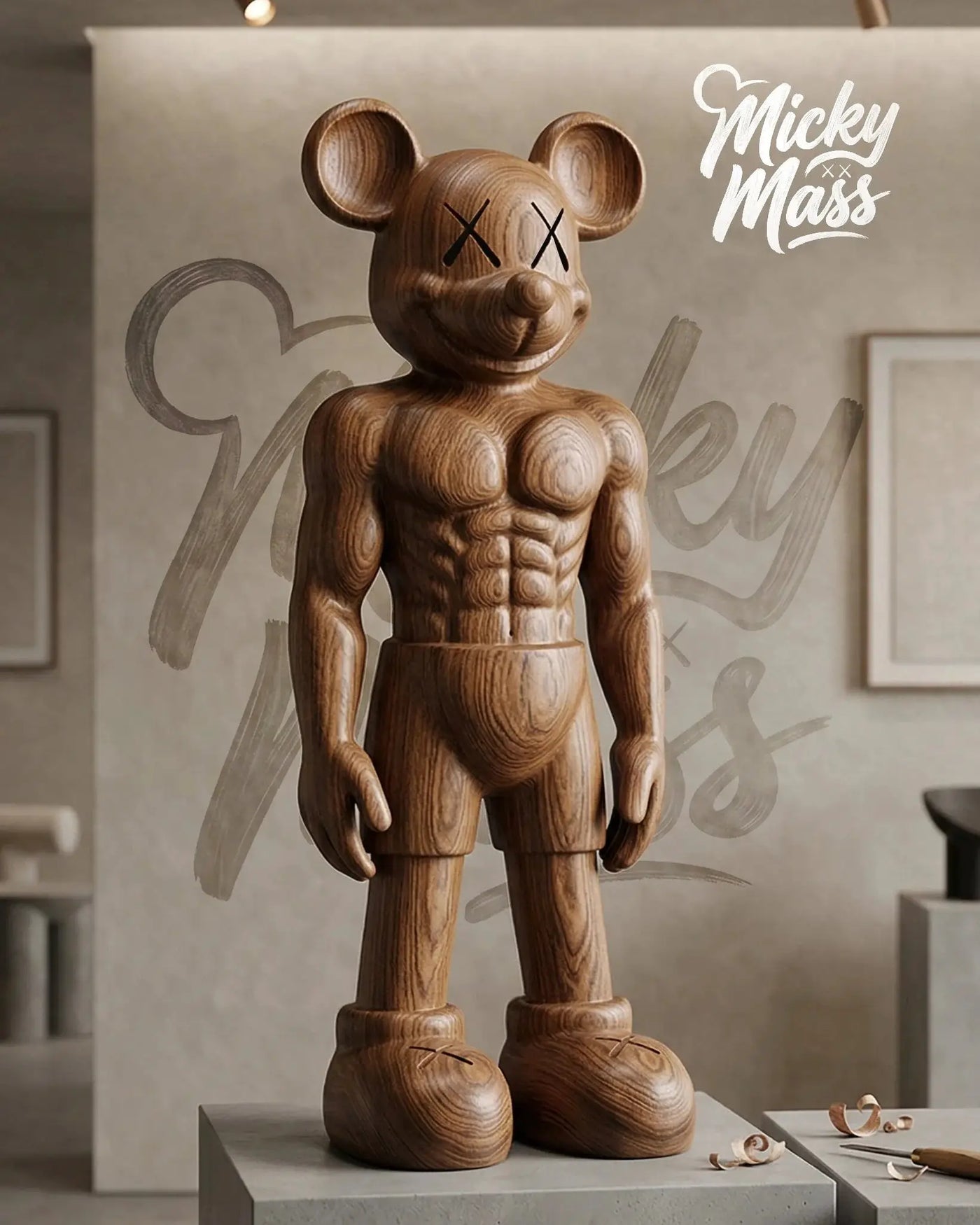 MickyMass Solid Wood Collectible Art Figure by Gizz