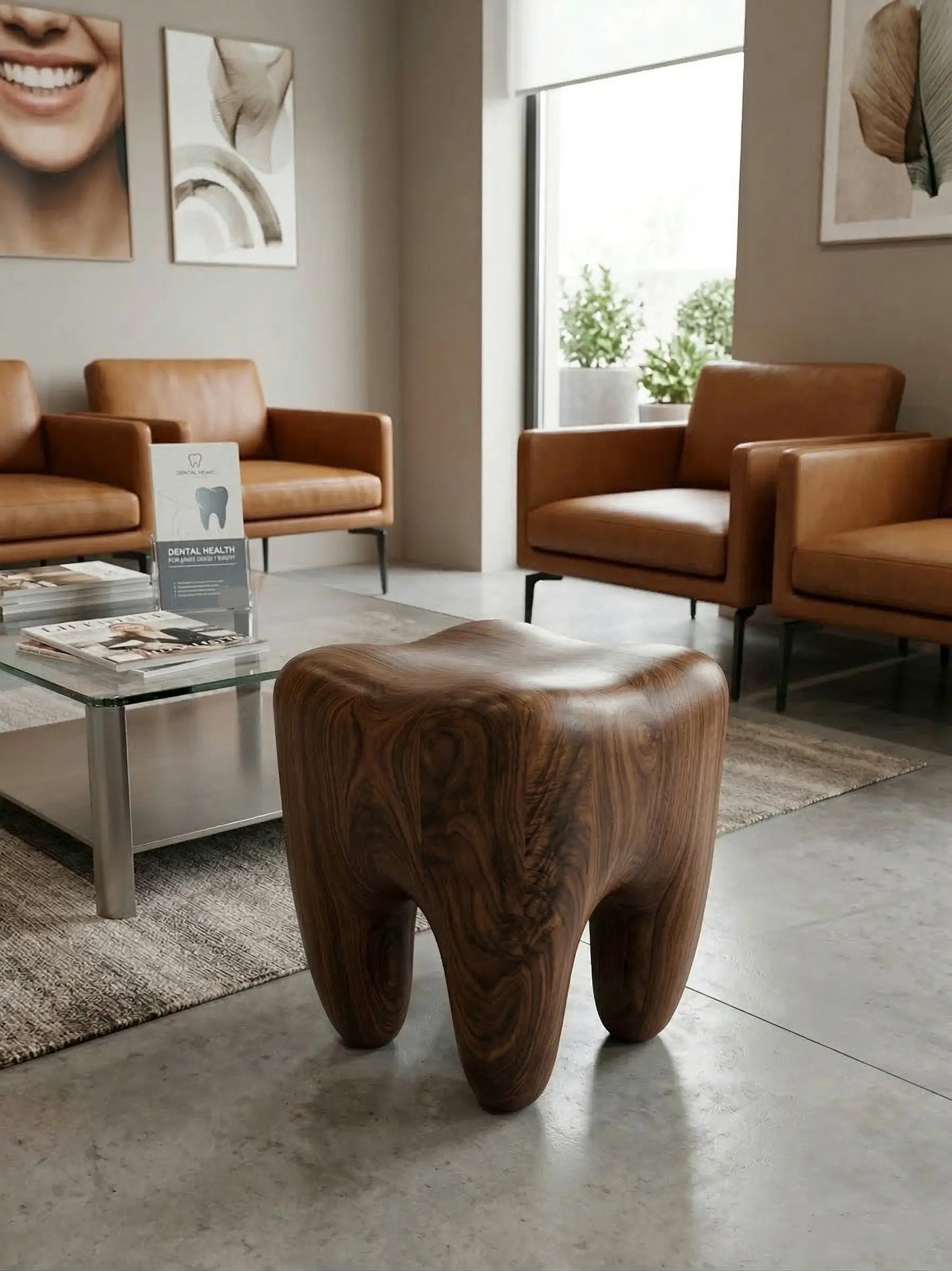 Walnut Tooth Sculptural Stool & End Table by Gizz