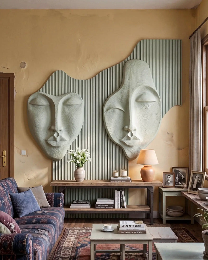 Wabi-Sabi 3D Face Wall Relief Art by Gizz