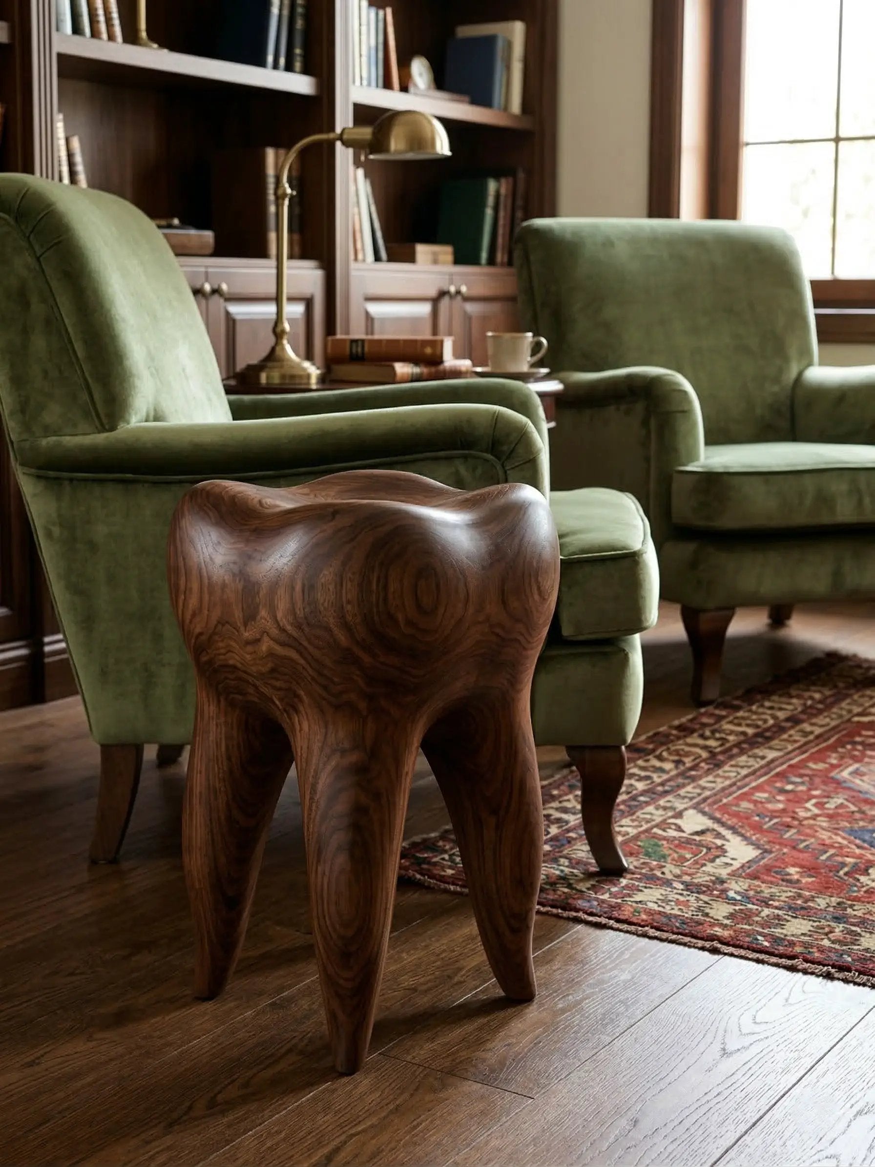 Walnut Tooth Sculptural Stool & End Table by Gizz