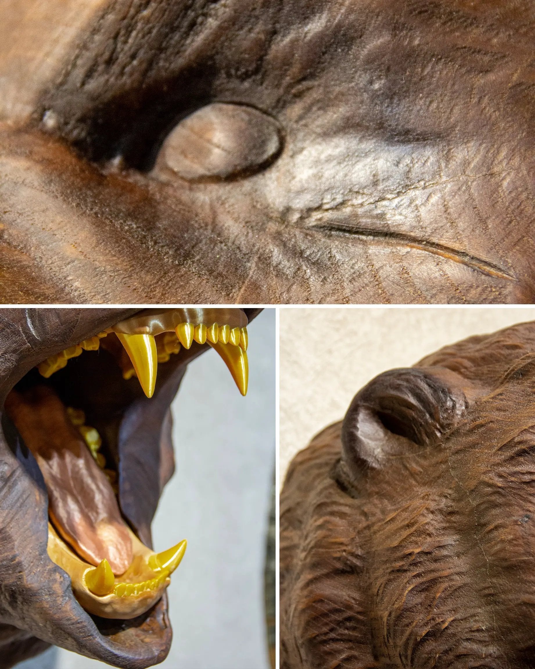 Hand-Carved Roaring Bear Head by Gizz
