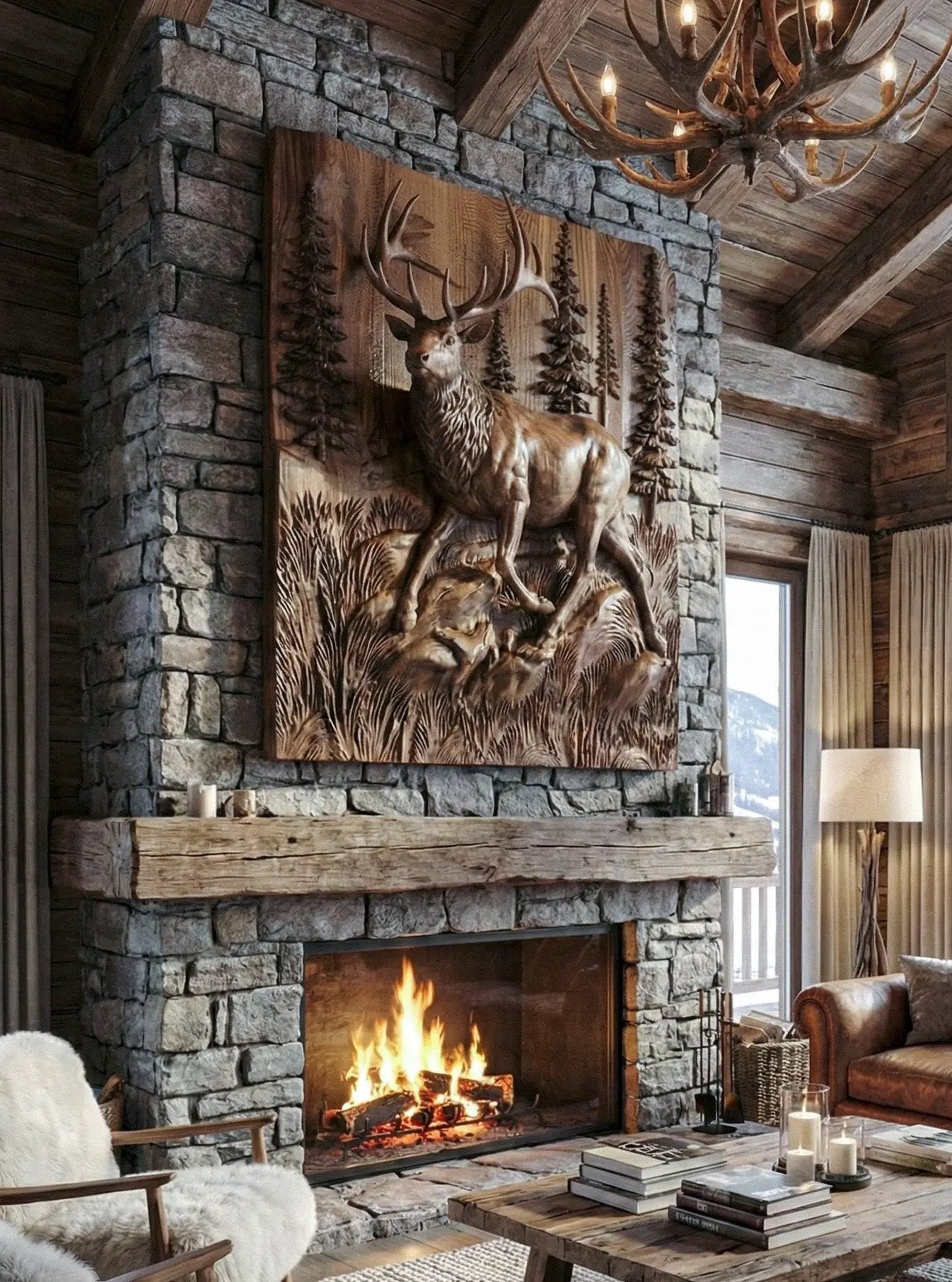 Wooden Deer - Elk 3D Wood Relief Wall Art by Gizz