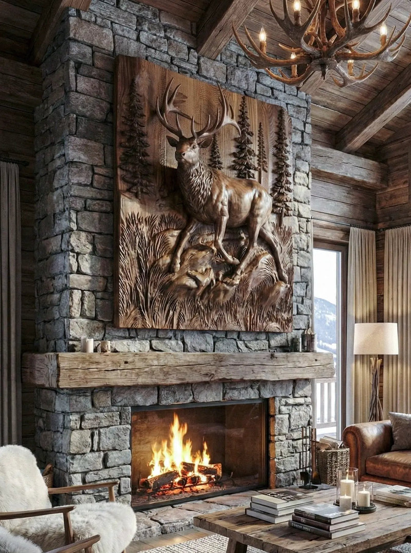 Wooden Deer - Elk 3D Wood Relief Wall Art by Gizz