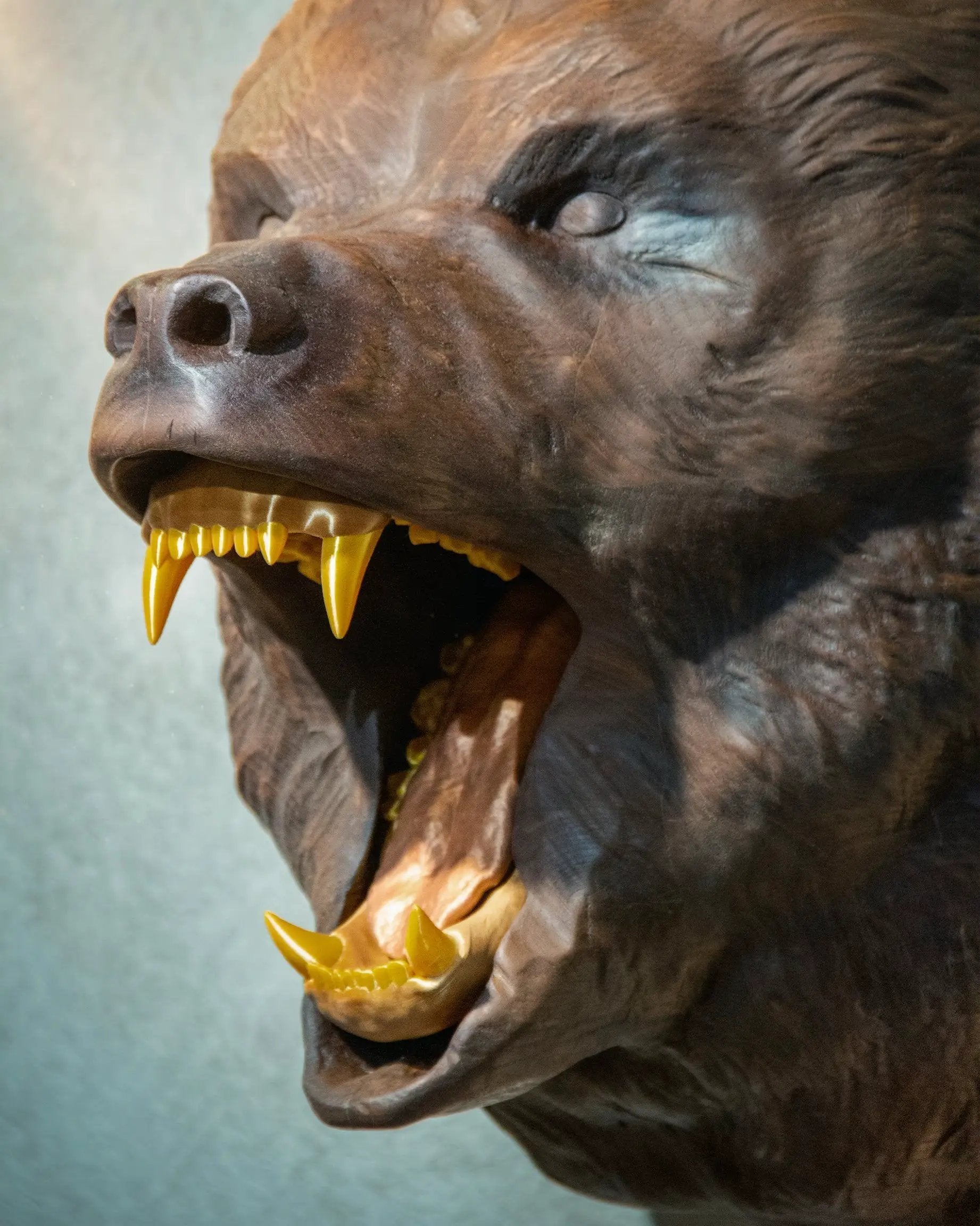 Hand-Carved Roaring Bear Head by Gizz