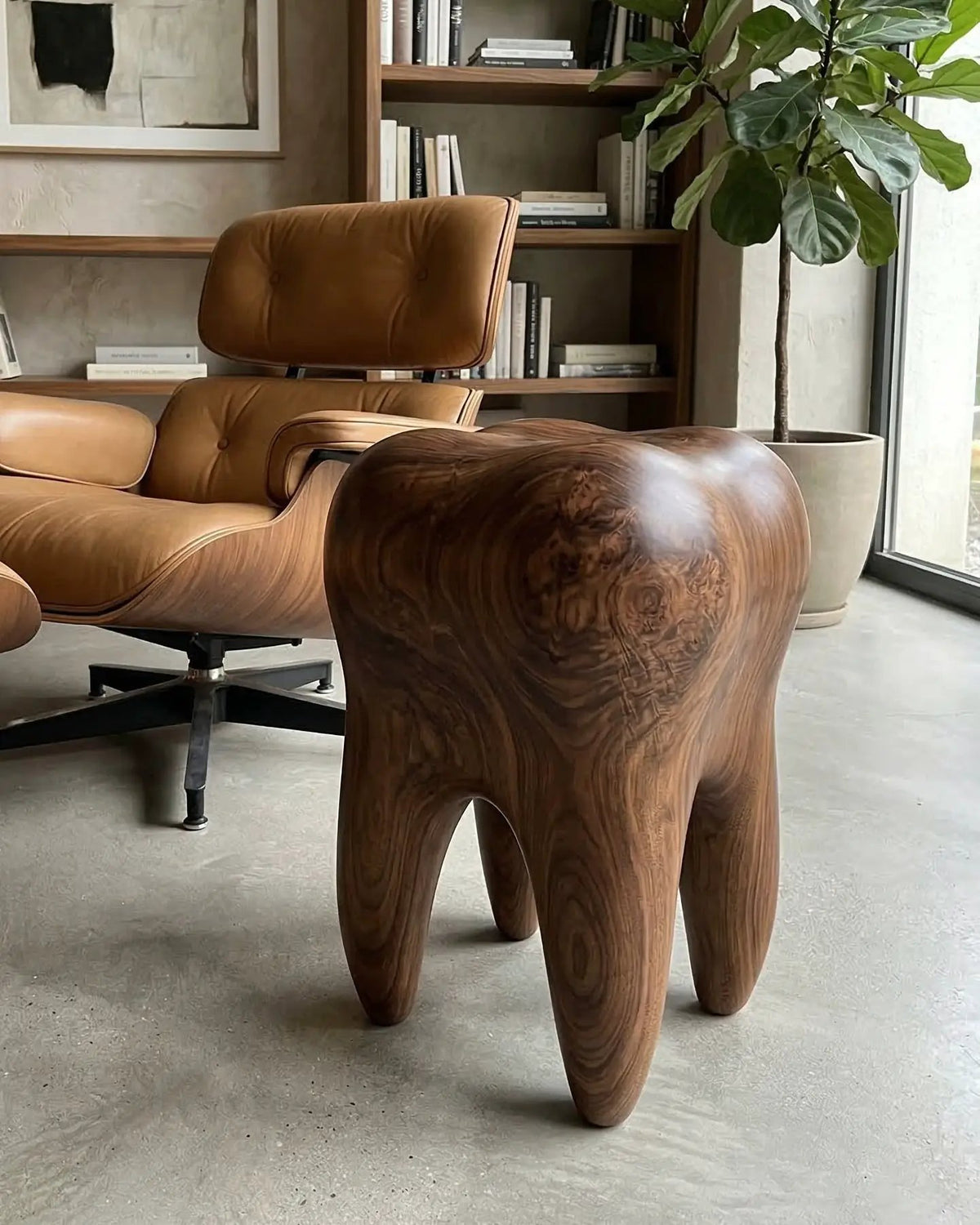 Walnut Tooth Sculptural Stool & End Table by Gizz