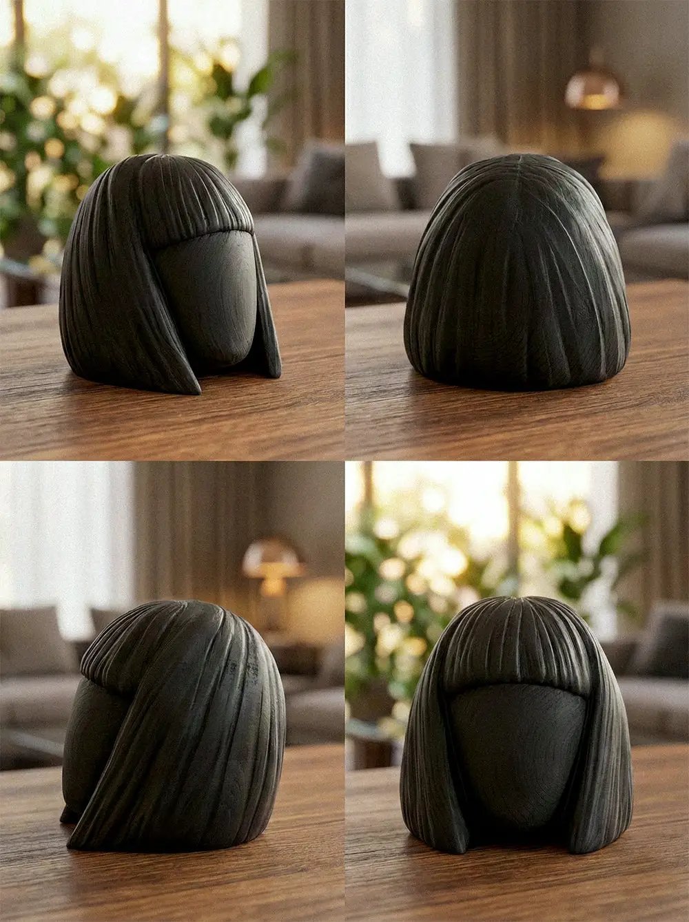 Wooden Women Head Sculpture by Gizz
