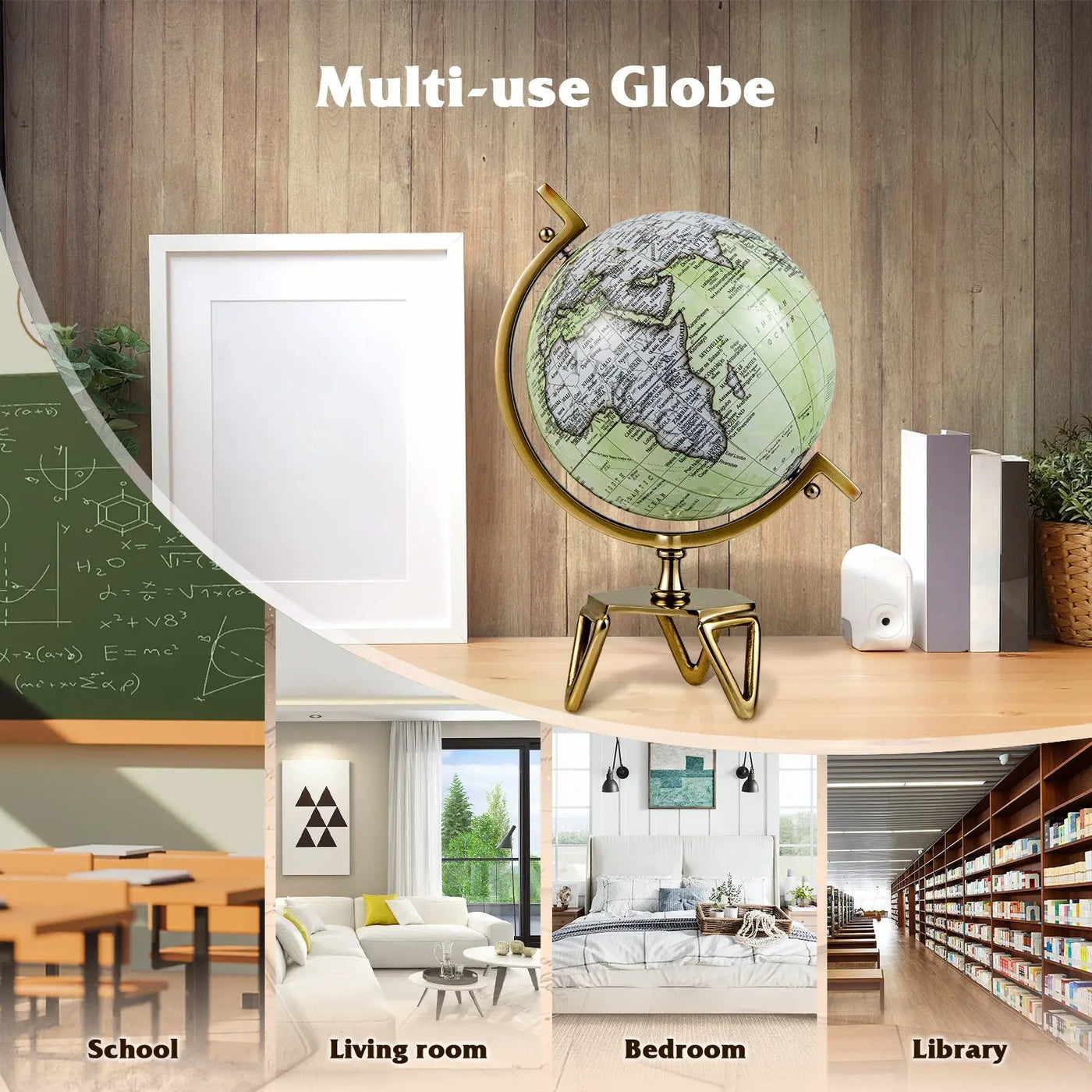 Educational Geographic 5/8/10 Inch World Globe with Triangle Metal Stand by DirectDeals