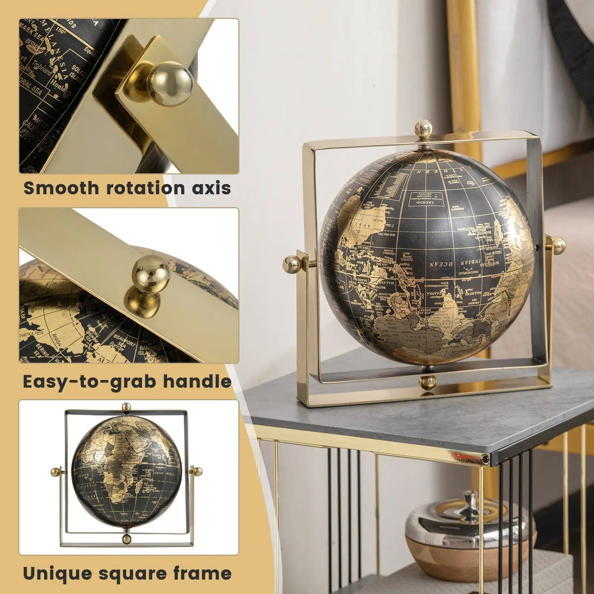 Geographic 6/ 8/ 10 Inch World Globe with Clear Printing and Square Frame by DirectDeals