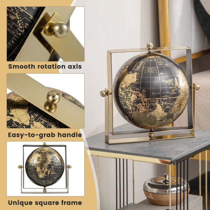 Geographic 6/ 8/ 10 Inch World Globe with Clear Printing and Square Frame by DirectDeals