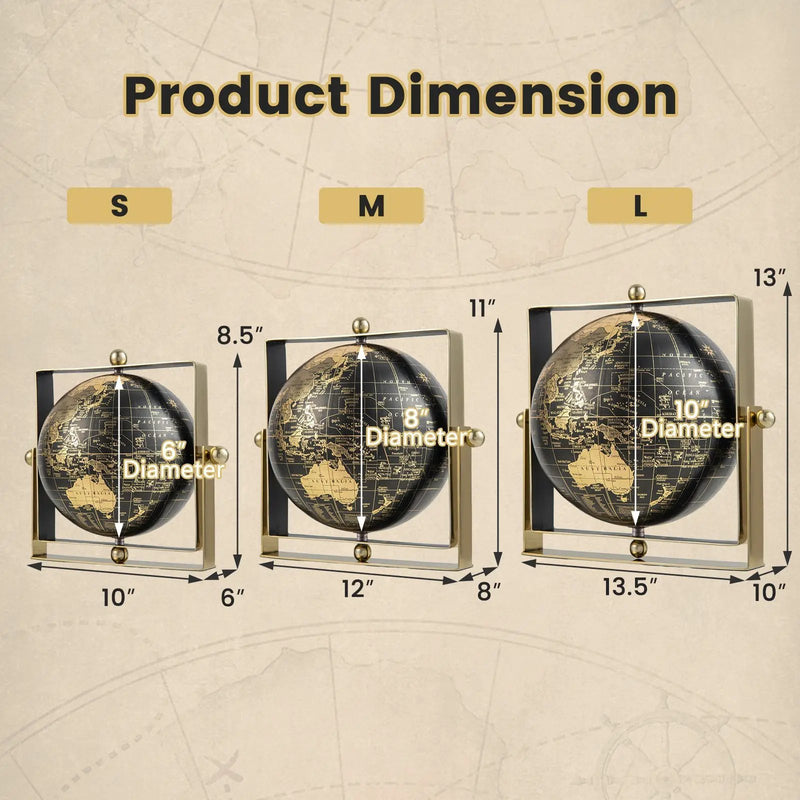 Geographic 6/ 8/ 10 Inch World Globe with Clear Printing and Square Frame by DirectDeals