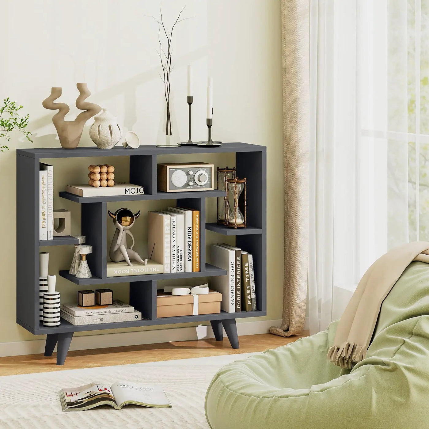 Geometric Bookcase with Anti-Tipping Kit and Storage Shelving Unit by DirectDeals