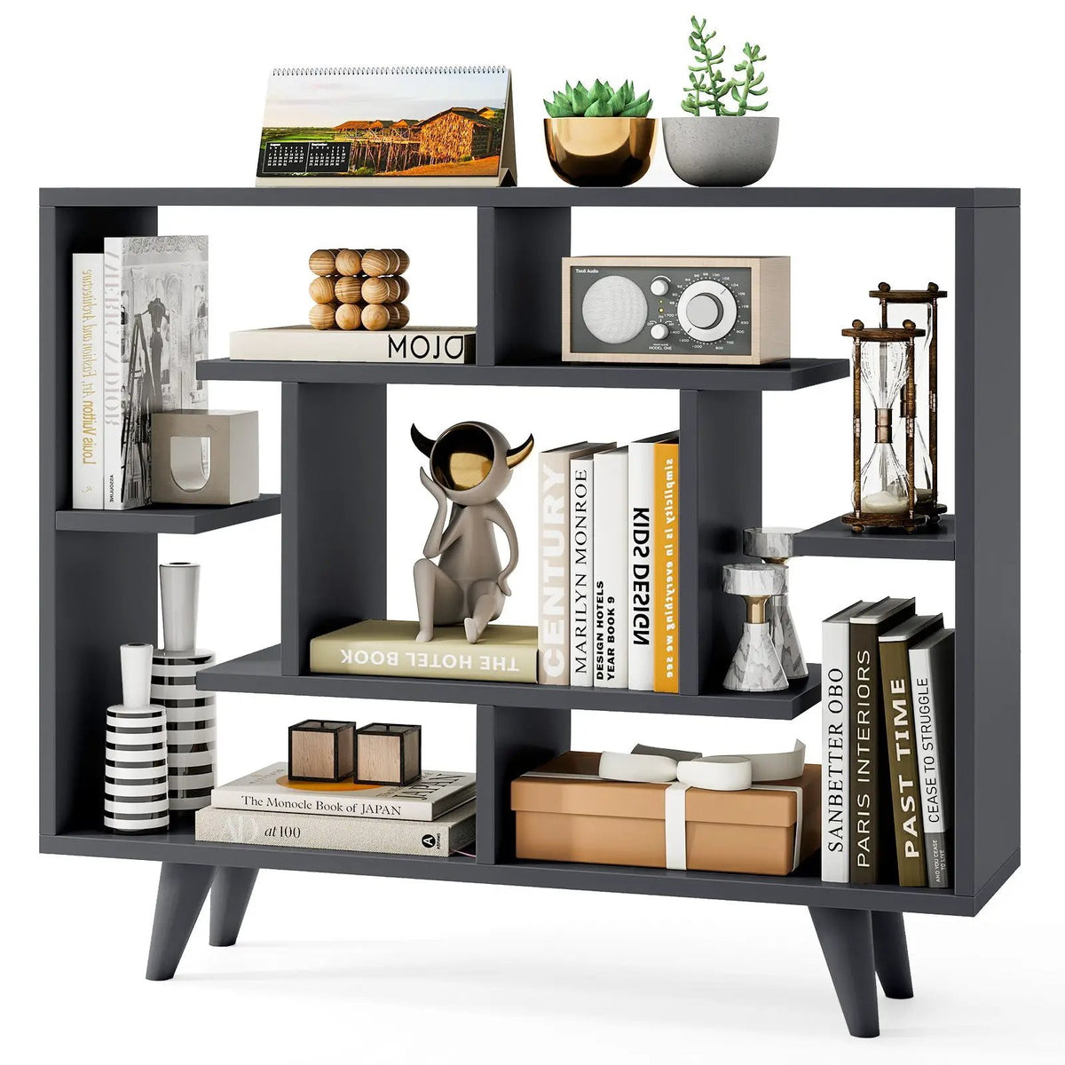 Geometric Bookcase with Anti-Tipping Kit and Storage Shelving Unit by DirectDeals