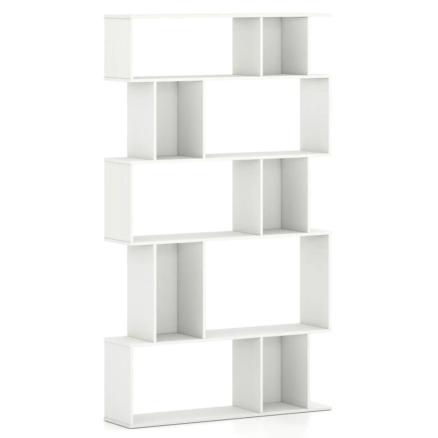 Geometric Bookshelf 5-Tier Bookcase with Open Shelves and Closed-back Cubes by DirectDeals