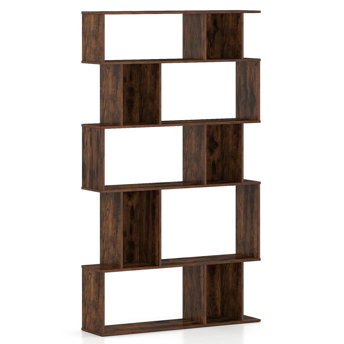 Geometric Bookshelf Set of 2 5-Tier Bookcase with Open Shelves and Closed-back Cubes by DirectDeals