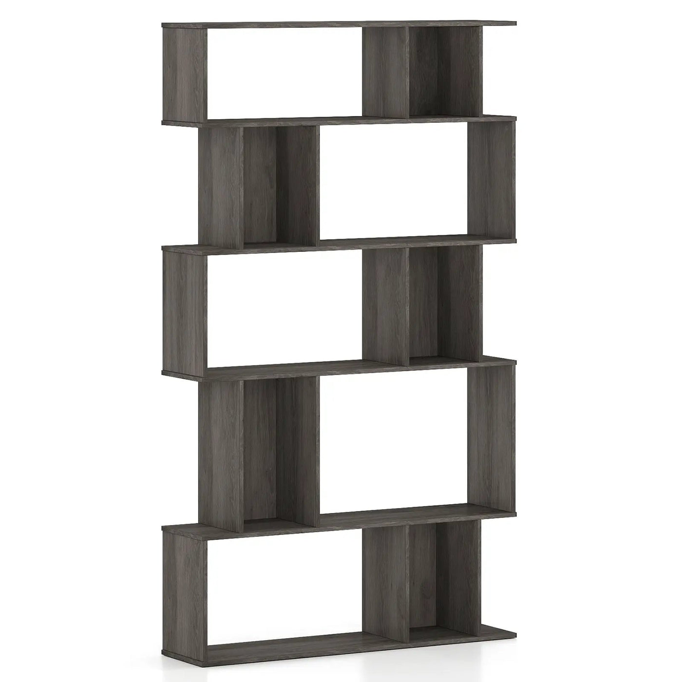 Geometric Bookshelf Set of 2 5-Tier Bookcase with Open Shelves and Closed-back Cubes by DirectDeals